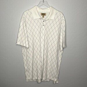 Foundry Blue and White Diamond Design Short Sleeve Polo 2XLT